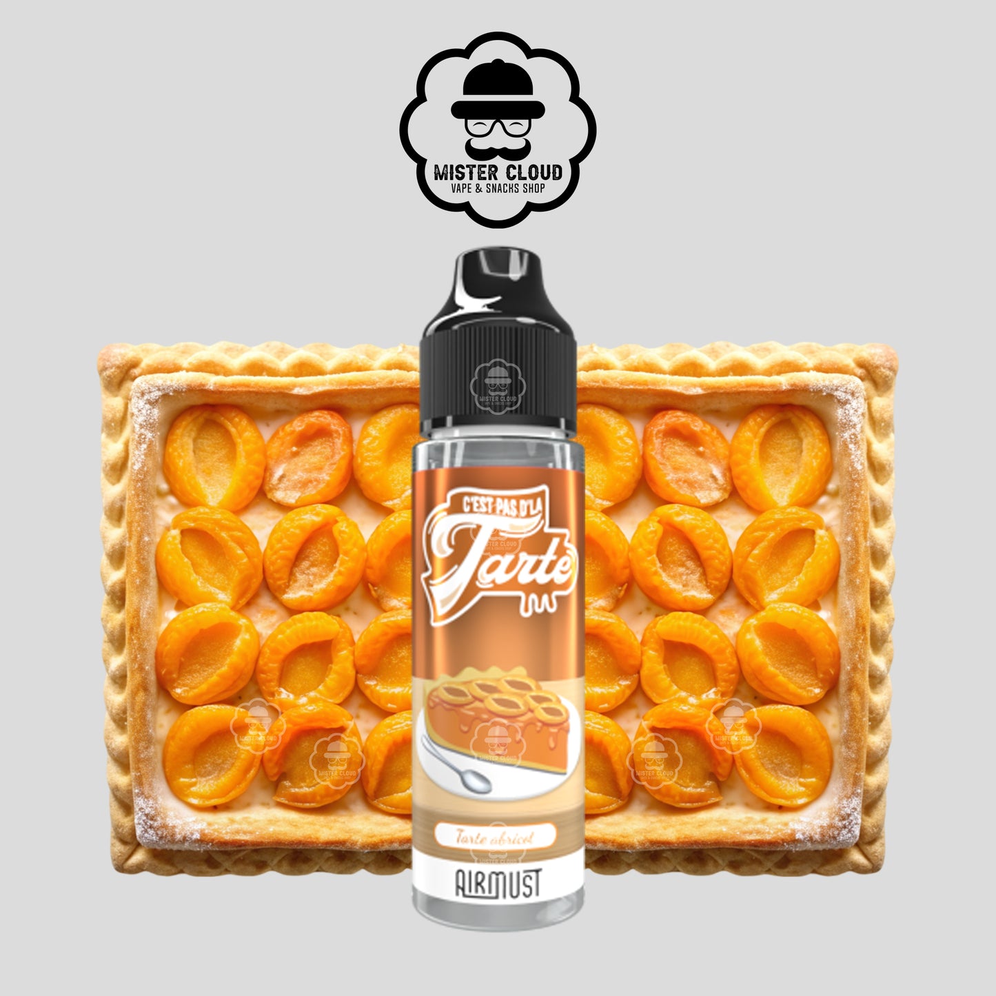 E-LIQUIDE AIRMUST TARTE ABRICOT C'EST PAS D'LA TARTE 50ML - MISTER CLOUD