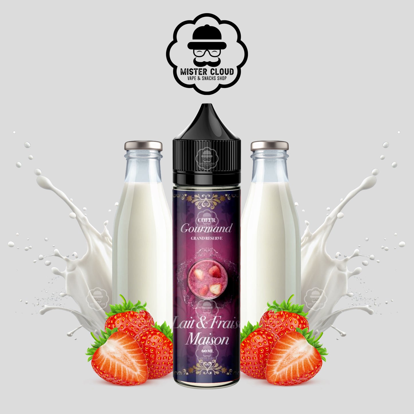 E-LIQUIDE COEUR GOURMAND GRAND RESERVE LAIT & FRAISE MAISON 50ML - MISTER CLOUD