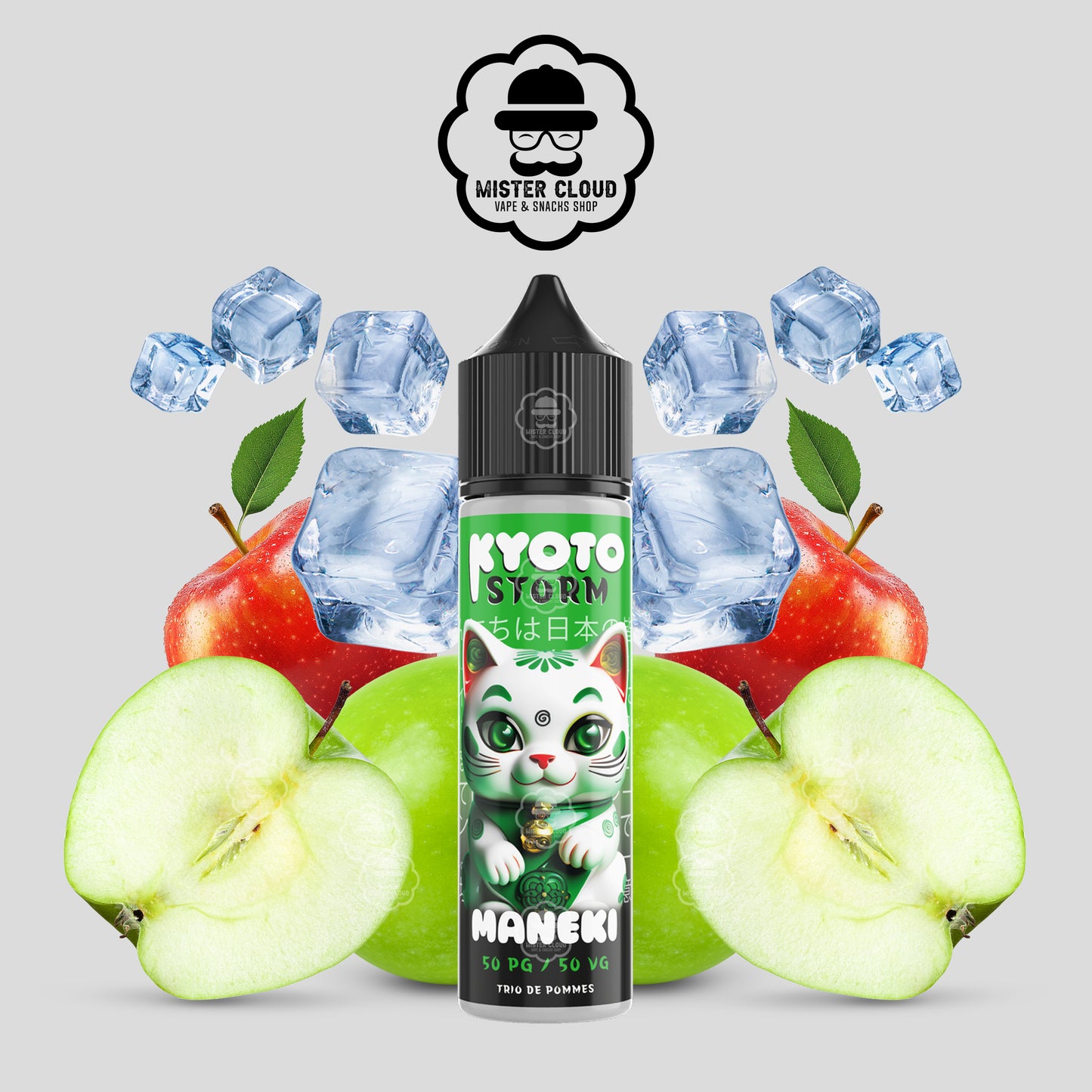 E-LIQUIDE KYOTO STORM HANZO TRIO DE POMMES 50ML - MISTER CLOUD