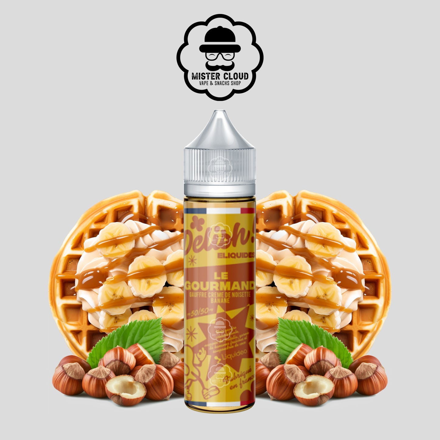 E-LIQUIDE DELISH LE GOURMAND SAVEUR GAUFRE BANANE PATE Ă TARTINER 50ML - MISTER CLOUD