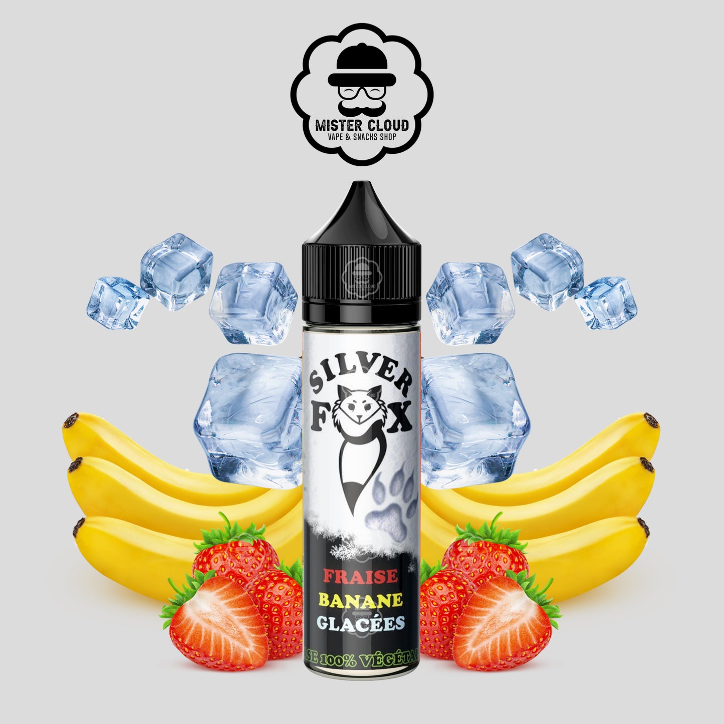 E-LIQUIDE FRAISE BANANE GLACĂE SILVER FOX VAPING IN PARIS 50ML - MISTER CLOUD