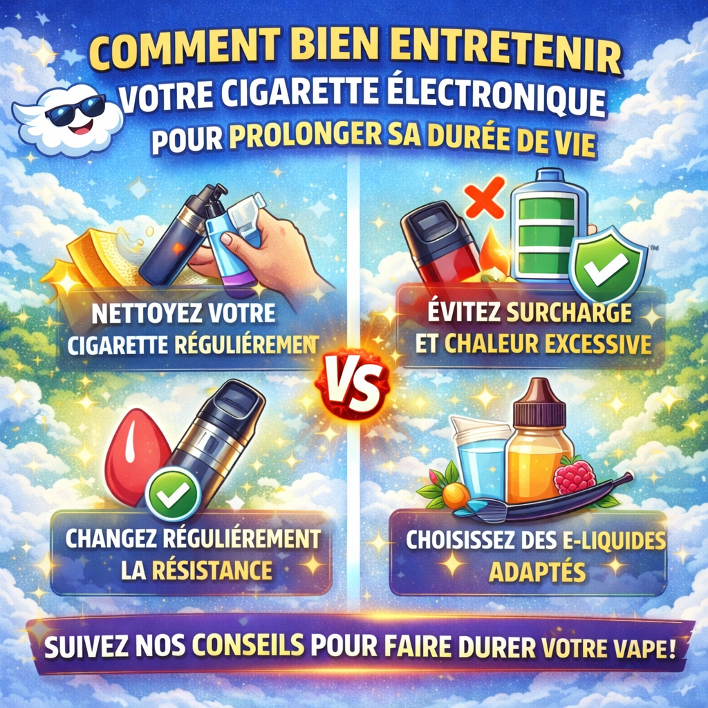 COMMENT BIEN ENTRETENIR VOTRE CIGARETTE ÉLECTRONIQUE POUR PROLONGER SA DURÉE DE VIE