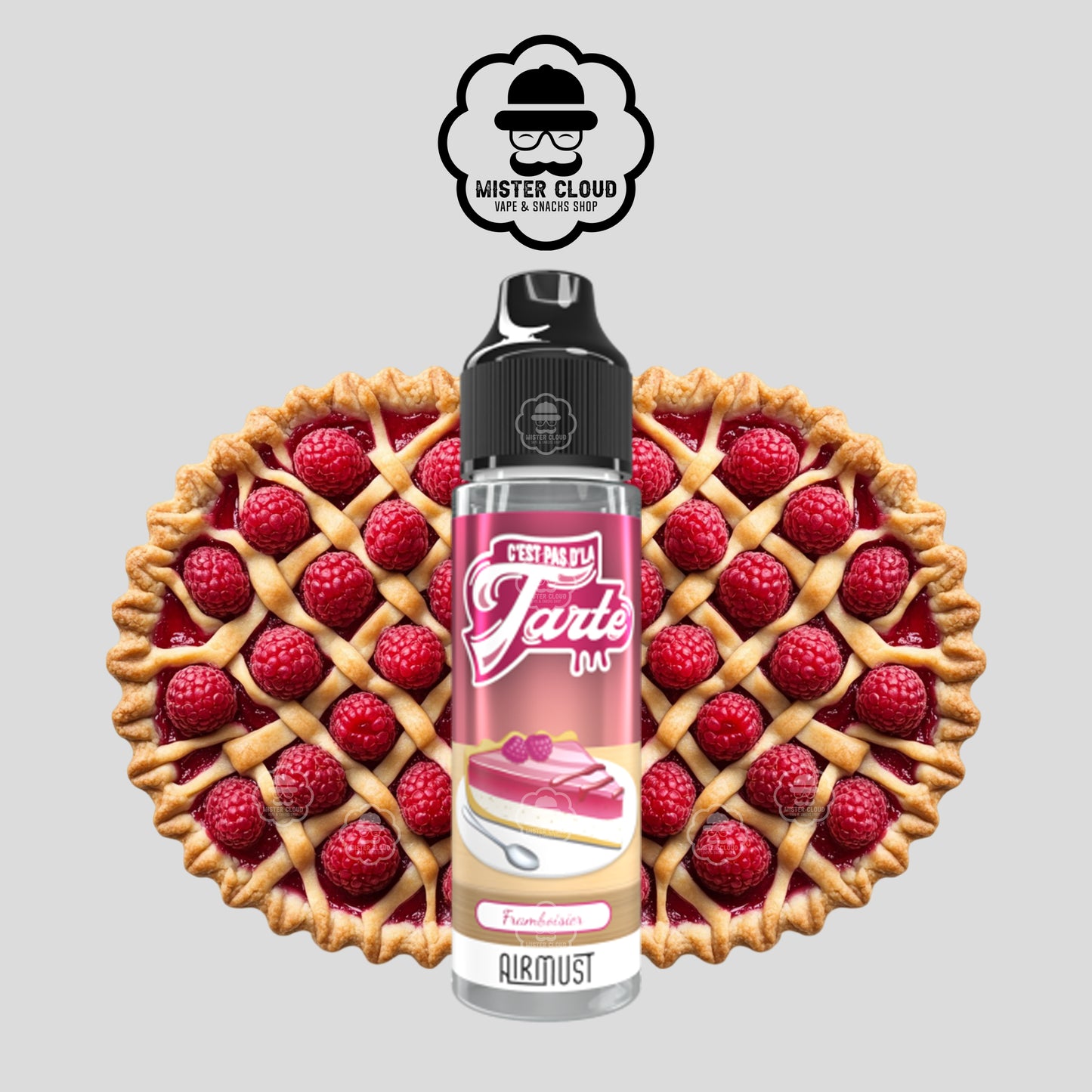 E-LIQUIDE AIRMUST TARTE AU FRAMBOISE C'EST PAS D'LA TARTE 50ML - MISTER CLOUD