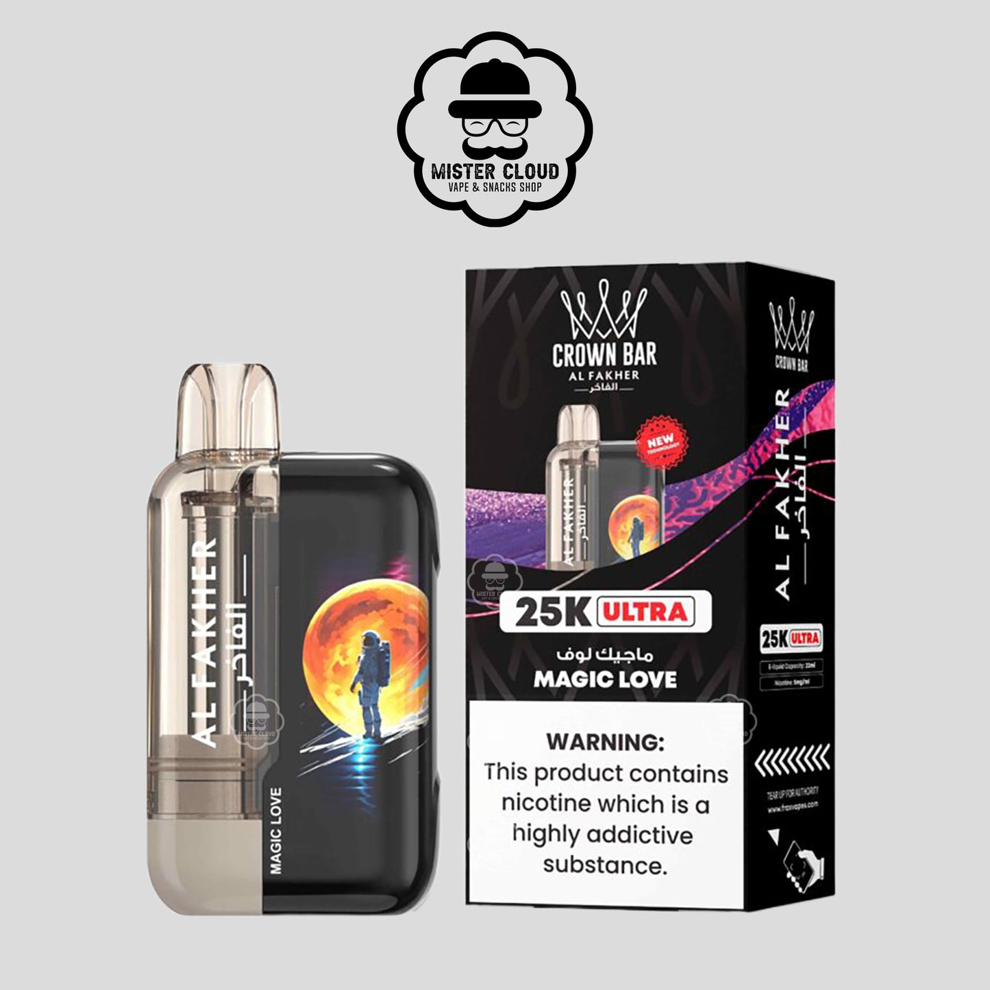 PUFF JETABLE ALFAKHER MAGIC LOVE 25K CROWN BAR 0.5% - MISTER CLOUD