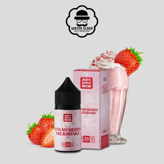 E-LIQUIDE STRAWBERRY MILKSHAKE AURA JUICE SALT 25MG 30ML - MISTER CLOUD