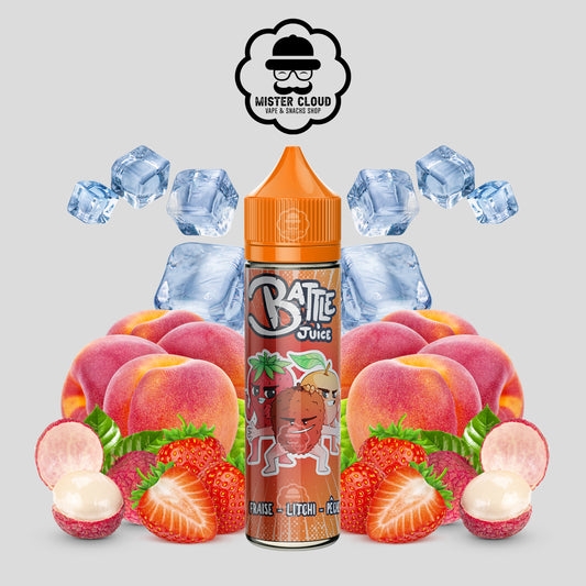 E-LIQUIDE BATTLE JUICE FRAISE LITCHI PÊCHE 50ML - MISTER CLOUD