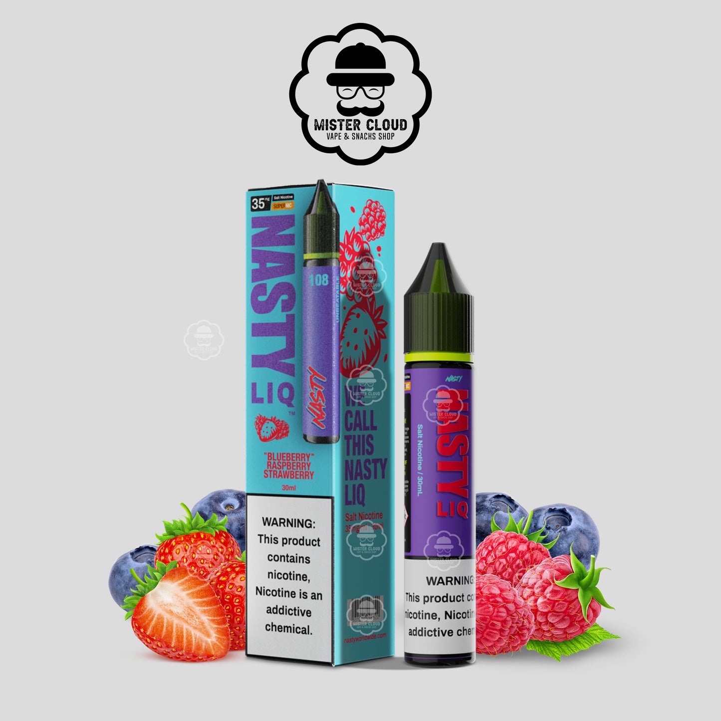 E-LIQUIDE NASTY LIQ BLUEBERRY RASPBERRY STRAWBERRY 35MG 30ML - MISTER CLOUD
