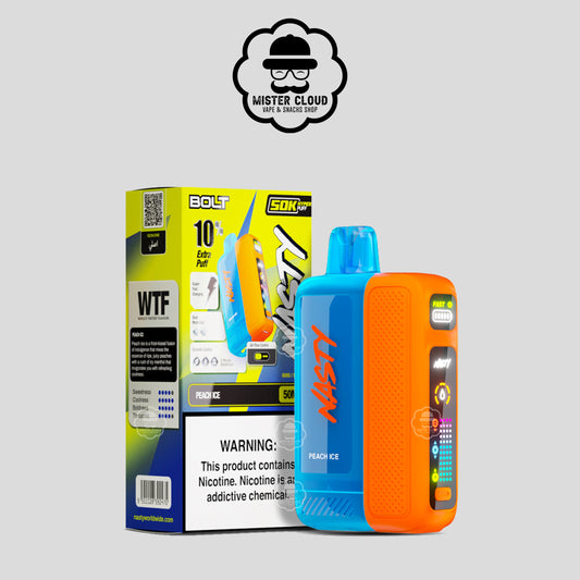PUFF JETABLE NASTY BOLT PEACH ICE 50K 5% - MISTER CLOUD