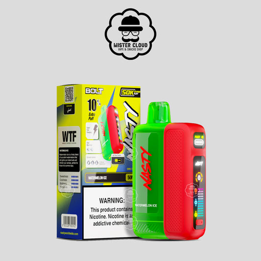 PUFF JETABLE NASTY BOLT WATERMELON ICE 50K 5% - MISTER CLOUD