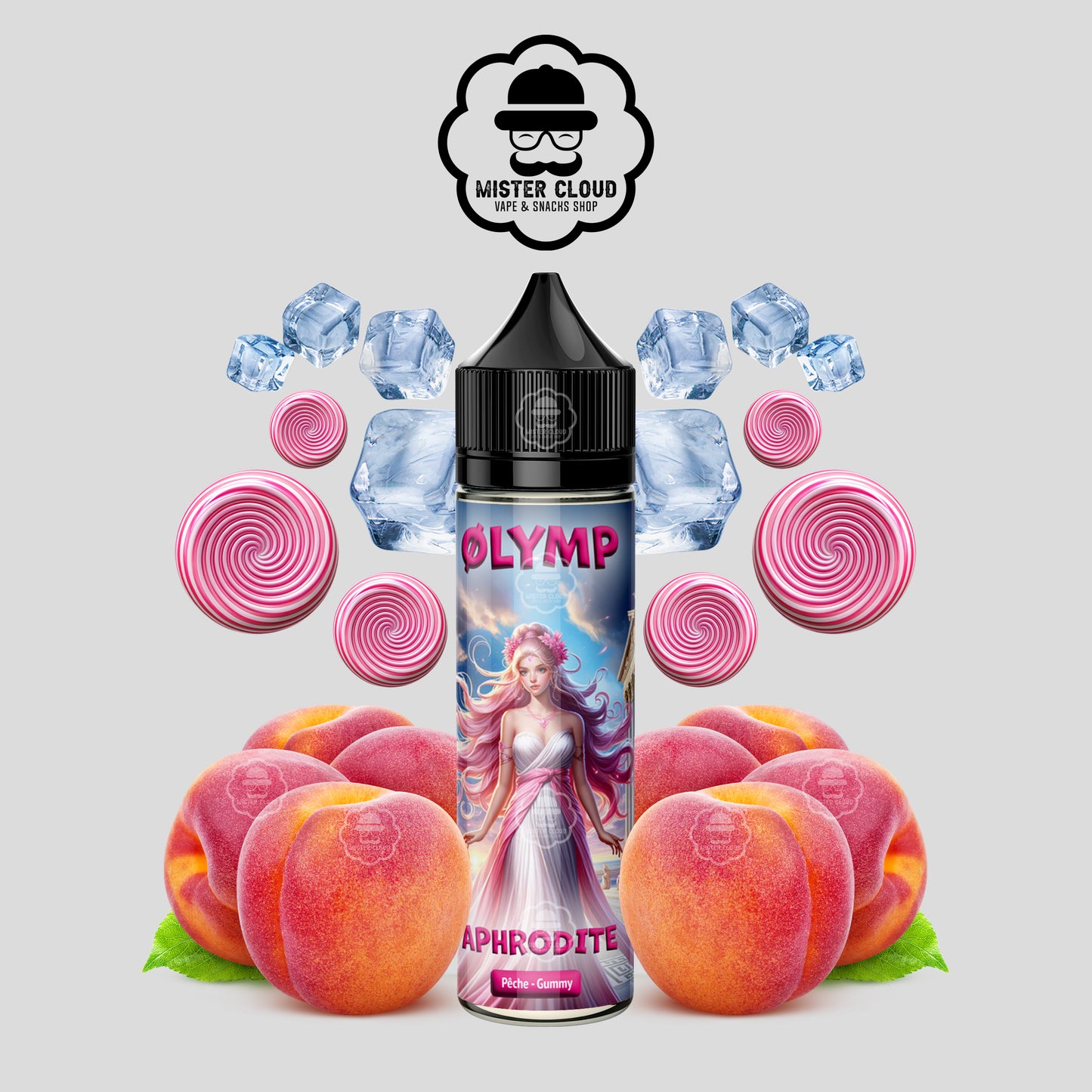 E-LIQUIDE OLYMP APHRODITE PÊCHE & GUIMAUVE 50ML - MISTER CLOUD