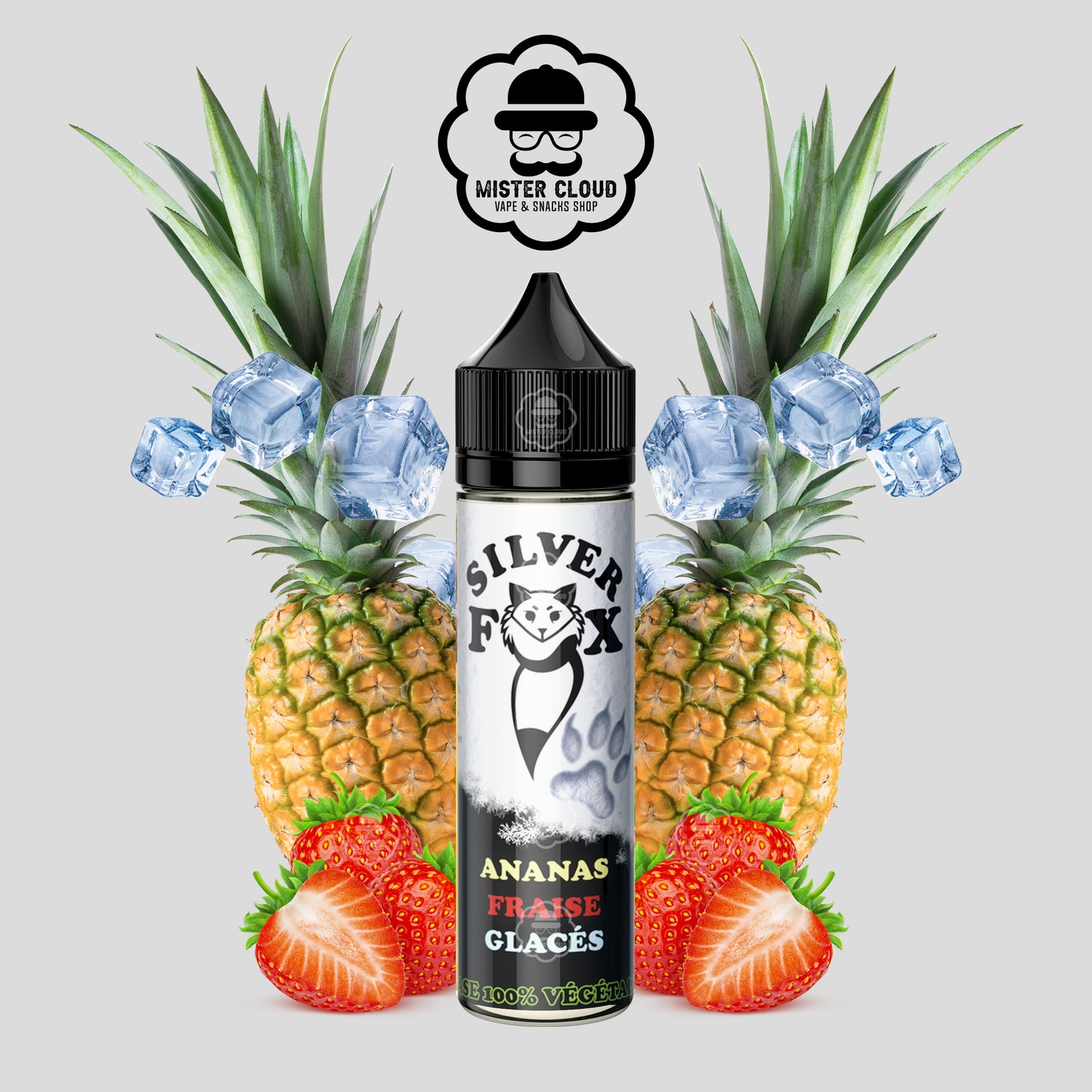 E-LIQUIDE FRAISE ANANAS GLACÉE SILVER FOX VAPING IN PARIS 50ML - MISTER CLOUD